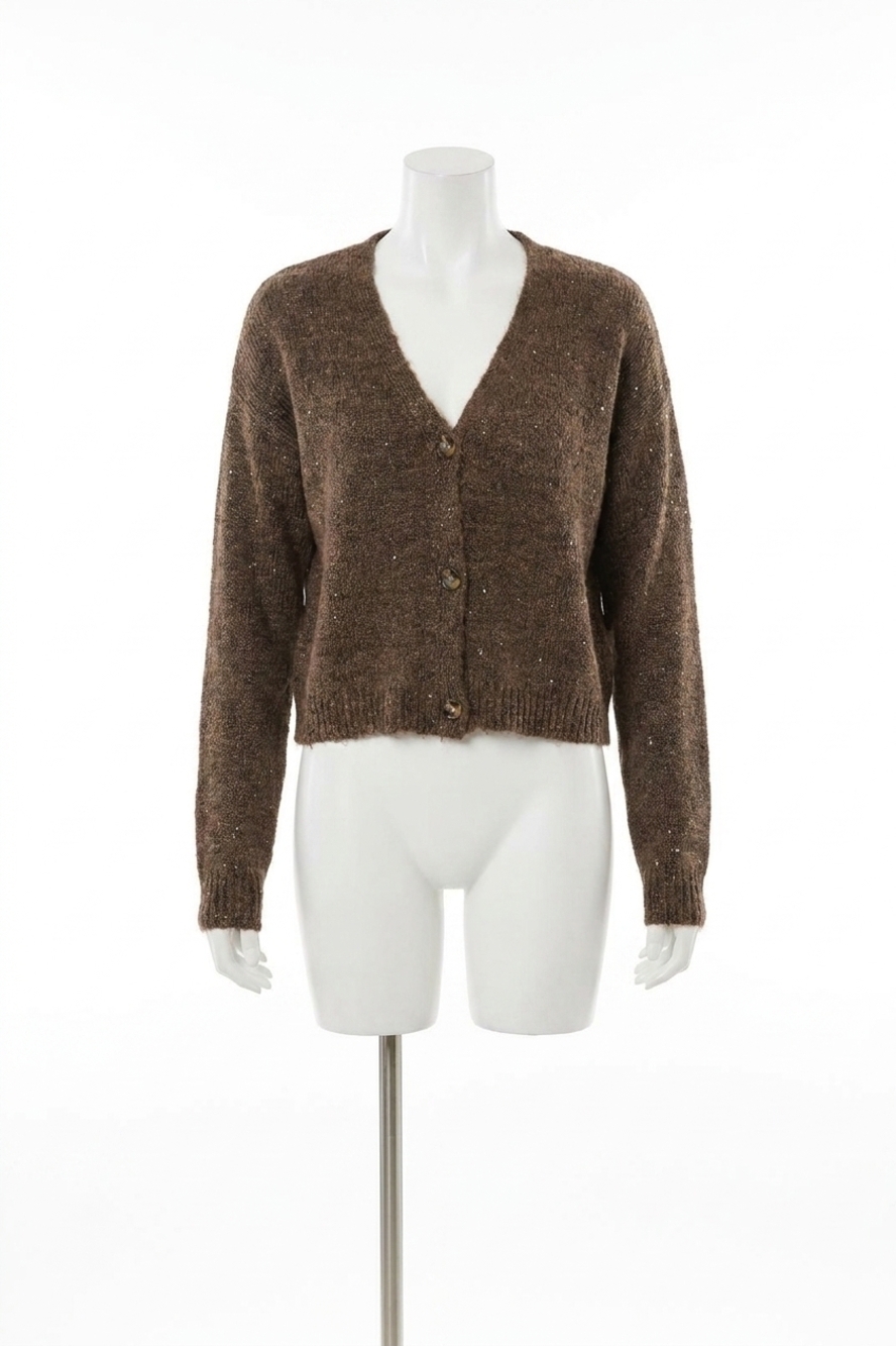 NEW CURRENT AIR decker sparkle cardigan in chocolate